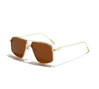 KXQYIKYI Square Metal Sunglasses Men Classic Gradient Double Beam Sun Glasses Women Legs Glasses UV400