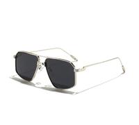 KXQYIKYI Square Metal Sunglasses Men Classic Gradient Double Beam Sun Glasses Women Legs Glasses UV400