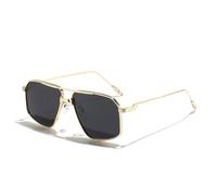 KXQYIKYI Square Metal Sunglasses Men Classic Gradient Double Beam Sun Glasses Women Legs Glasses UV400