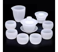 KXQYIKYI Tea Set Tea Set Household Glazed Tea Set, White Porcelain Kung Fu Tea Set