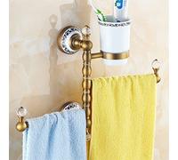 KXQYIKYI Towel Rack Towel Rails Antique All Copper Rack Rotating Bathroom Movable Rail Single Pole Double Hanger Racks