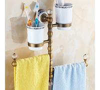 KXQYIKYI Towel Rack Towel Rails Antique All Copper Rack Rotating Bathroom Movable Rail Single Pole Double Hanger Racks