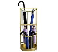 KXQYIKYI Umbrella Stand 2-Tiers Large Round Umbrella Holder Racks, Heavy Duty Hollow out Hotel Umbrella Stand with 5 Hooks & Drip Tray, Umbrella Bucket for Swords, Baby Toys (Black S 25cm x 55cm)