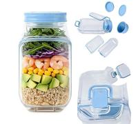 KXQYIKYI Upgraded Salad Pod Mason Jar Side-Open Container - Dual Leakproof Design Portable Salad Jar with Dressing Cup | Reusable BPA-Free Salad Container for Office, Gym, Picnic & Travel (Green)