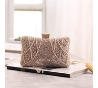 KXQYIKYI Vintage Beaded Women Evening Bags Embroidery Diamonds Clutch Bag with Chain Shoulder Messenger Purse(D)