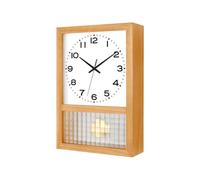 KXQYIKYI Wall Clock Japanese Retro Solid Wood Artistic Home Living Room Desktop Decoration Swing Square Watch 20 Inch (E)