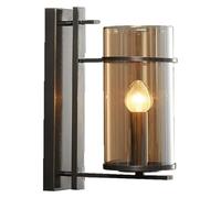 KXQYIKYI Wall Lamp Cylindrical Wall Light Edison Industrial Glass Wall Lamp, E14 Copper Lighting Sconce for Living Room Bedroom Hallways Restaurant Storage Room (Color : Gold)