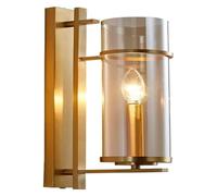 KXQYIKYI Wall Lamp Cylindrical Wall Light Edison Industrial Glass Wall Lamp, E14 Copper Lighting Sconce for Living Room Bedroom Hallways Restaurant Storage Room (Color : Gold)