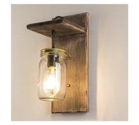 KXQYIKYI Wall Lamp E27 Wooden Retro Lights Rustic Living Room Bedroom Wall Tear for Staircase Cafe Bar Interior Restaurant Hotel Glass Lampshade