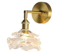 KXQYIKYI Wall Lamp Gold Antique Brass 5.9" 1-Light Copper Wall Sconce E14 Swing Arm Sconce Vanity Light Fixture Glass Shade Indoor for Bedside Bedroom Living Room