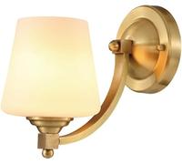 KXQYIKYI Wall Lamp Indoor Wall Lights Fixtures Gold Modern Lamps Brushed Brass Sconces with Glass Shade Retro Copper for Bedroom Hallway Bathroom Living Room(1-Head)