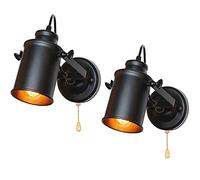 KXQYIKYI Wall Lamp Led Wall Lights Indoor 2 Pack Black Industrial Vintage Lamps Indoor Adjustable 180 Swing Arm for Bedroom Cafe Living Room(2 Packs)