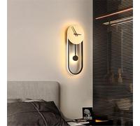 KXQYIKYI Wall Lamp Led Wall Lights Indoor Metal with Round Clock Sconces Modern Bedroom Design Inside Study 28w Vintage Shape for Stairs(Dolphin Waves,White Light)