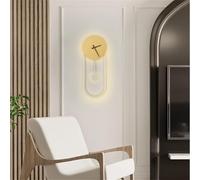 KXQYIKYI Wall Lamp Led Wall Lights Indoor Metal with Round Clock Sconces Modern Bedroom Design Inside Study 28w Vintage Shape for Stairs(Dolphin Waves,White Light)