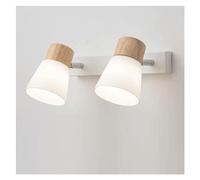 KXQYIKYI wall lamp rubber wood + wrought iron + glass wall light bedside wall sconce fixture e27 sconces wall lighting for living room, bedroom, restroom, bath, dining room,led wall light