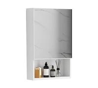 KXQYIKYI Wall-Mounted Bathroom Cabinet with Mirror, Aluminum Single Door Medicine Cabinet, Storage Shelves, Moisture-Proof, Elegant Design for Bathroom or Kitchen (75x65x11cm)(White,50 * 65 * 11cm)