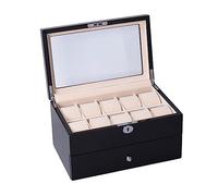 KXQYIKYI Watch Display Organizer 16 Compartments Double Layered Large Capacity Watch Storage Box Multifunctional Jewelry Organizer High-end Wooden Watch Holder Jewelry Case