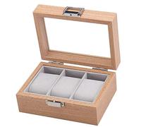 KXQYIKYI Watch Display Organizer Watch Box for Men 3 Slot Luxury Wooden Display Case Organizer Storage Jewelry Boxes Best Gift ，16.5cm×12cm×7.5cm, Wood Color Jewelry Case