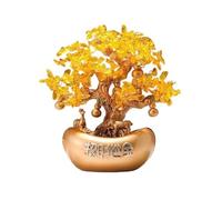 KXQYIKYI Wealth Prosperity Crystal Money Tree, Feng Shui Reiki Balancing Home Ornament Crystal Tree,Beige