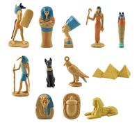KxrTpx 12 PCS Egyptian Statues Set, Ancient Egypt Figurines with Pyramid and Mummy Designs, Ideal for History Enthusiasts, Cultural Decor, Themed Party and Educational Display