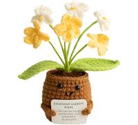 KxrTpx 1PCS Crochet Flower Bouquet, Positive Potato, Crochet Flowers, Crochet Doll Potato with Encouraging Card Funny Handmade Forget Me Support Plush Graduation Gift for Family Friends