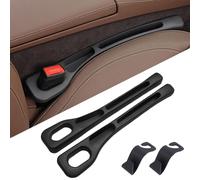 KxrTpx 2 Pcs Car Seat Gap Filler Organizer with 2 Hooks - Side Gap Filler for Car Seats, Black, Universal Fit for Most Vehicles, Prevent Items from Dropping, Non-Slip Design