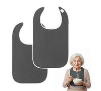 KxrTpx 2 Pcs Grey Adult Bibs, 45x75cm Microfiber Reusable & Absorbent Bibs for Women Men, Eating Bib for Seniors Elderly, Protective Towel Bibs for Dining, Wheelchair, Caregiving