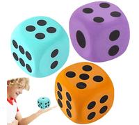 KxrTpx 3 Pcs Large Foam Dice Set, Soft EVA Cube Set (Light Blue/Purple/Orange) for Classroom Games, Math Teaching, Kids Party Activities