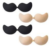 KxrTpx 4 Pcs Sticky Bra Strapless Stick on Bra Sticky Bras Push up for Weddings Parties Dinners Dances Back to School Dances and Daily Wear Black