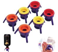 KxrTpx 6Pcs Upside Down Glasses, Reusable Milk Bottle Tops and Bottle Emptying Caps, Sauce Bottle Up Dispenser and Shower Gel Dispenser, No Waste Cap for Kitchen Bathroom and Laundry Room