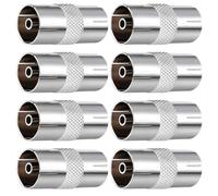 KxrTpx 8 Pcs Aerial Connectors, Female to Female TV Coaxial Adapter, 25.5x10.8mm Silver Metal Connector for TV Antenna Cable, Satellite Receiver, Set-Top Box, Easy Plug and Play