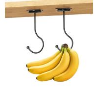 KxrTpx Banana Holder, Space Saving Banana Hook Under Cabinet, Durable Metal Banana Hanger to Keep Bananas Fresh, Black, 2 Pack, 16cm x 7cm x 6cm