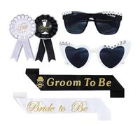 KxrTpx Bride Sunglasses, Bride to Be Sunglasses, 6-Piece Set Bridesmaid Gift, Wedding s unglasses with Black and White Heart Design, Hen Party Accessories, Just Married Glasses,