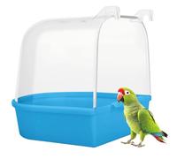 KxrTpx Budgie Bath, Bird Bath for Cage and Parrot Bath, Deep Blue Hanging Bird Shower with Convenient Cleaning Design, Suitable for Small Birds and Pet Cage Accessories