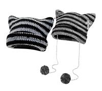 KxrTpx Cat Beanie Set, 2 Pack Black and Gray Cat Hats, Emo Clothes and Accessories, Scene Fashion Gifts for Teen Girls, One Size Fits Most 30-40cm
