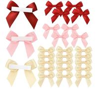 KxrTpx Gold Bows for Gift Wrapping, Self Adhesive Bows, Mini Bows for Crafts, 60 Pieces with Double Sided Tape, 6.35 x 5.08 cm, 2 cm Band Width, Gold Ribbon, Gift Wrapping Accessories