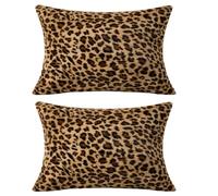 KxrTpx Leopard Print Cushion Covers, Set of Two Decorative Pillows for Bed, Double-Sided Plush 30x50 cm Leopard Print Decor, Leopard Cushion Covers