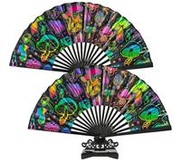 KxrTpx Rave Fan, Rave Accessories, Hand Fan, Folding Hand Fan, Foldable Design, 7 Inch Mushroom Style, 2 Pack Party Fans