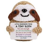 KxrTpx Sloth Handmade Crochet Gift, Positive Affirmation Cards, Emotional Support Gift for Women, Inspirational Gifts for Birthday Graduation, Cheer Up Gifts for Friends and Family