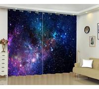 kxry Blue Purple 3D Galaxy Blackout Curtains for Bedroom Living Room Starry Sky Universe Darkening Grommet Curtain 63 Inches Long Window Drapes Treatment Room Decor,2 Panels Set, 52''W x 63''L