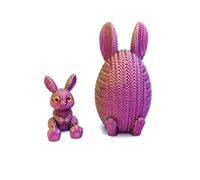 KXWDKJ 3-d Printed Animals 3D Printer Toys Rabbit with Egg for Home Office Decompression Decor Executive Desk Toys (3-Color Colorful Gradient)