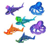 KXWDKJ 3D Printed Fidgets 3D Printer Animals Marine Animal Set 6pcs Shark Octopus Hammerhead Shark for Home Office Decompression Decor Executive Desk Toys