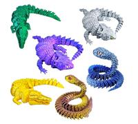 KXWDKJ 3D Toys 3-d Printed Stuff Reptile Set 6pcs Snake Crocodile Lizard for Home Office Decompression Decor Executive Desk Toys