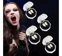KXYINOS 4 Pairs Halloween Vampire Teeth Fangs Horror False Teeth Cosplay Prop Decoration Halloween Party Favors Dress Up