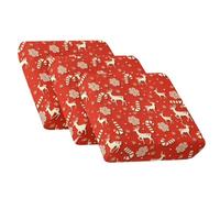 Kxyudcn 3 Piece Christmas Couch Seat Slipcovers Red Reindeer Stretch Sofa Cover with Elastic Bottom for Home Decor Snowflake Crease-Resistant Furniture Protector Covers for Banquet