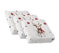 Kxyudcn 3 Piece Christmas Sofa Seat Covers White Reindeer Stretch Couch Slipcovers with Elastic Bottom for Holiday Decorations Removable Furniture Protector Covers for Banquet Party