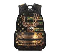 Kxyudcn America Flag Lightweight Kids School Backpack for Boys Ages 6-13 Years Old Deer Large Capacity Backpack Kids Boys with Adjustable Straps and Side Pockets for Elementary School