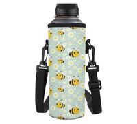 Kxyudcn Bee Water Bottle Carrier Bag Daisy Print Cute Lightweight Hands-Free Water Bottle Sleeve with Adjustable Shoulder Strap for Girls Walking Hiking Camping Gym Daypack Travel Outdoor