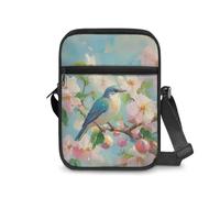 Kxyudcn Little Messenger Bag Women's Lightweight Adjustable Strap Crossbody Purse with Zipper Pockets, Bird Cherry Blossom, One Size