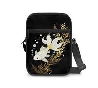 Kxyudcn Little Messenger Bag Women's Lightweight Adjustable Strap Crossbody Purse with Zipper Pockets, Black Fish, One Size